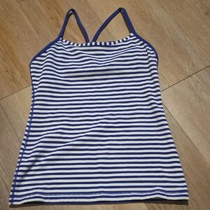lululemon athletica Blue and White Striped Tank Top